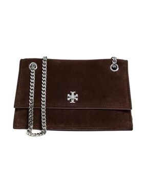 Tory Burch Dark Cocoa Kira Turnlock Suede Shoulder Bag Chain Crossbody - New